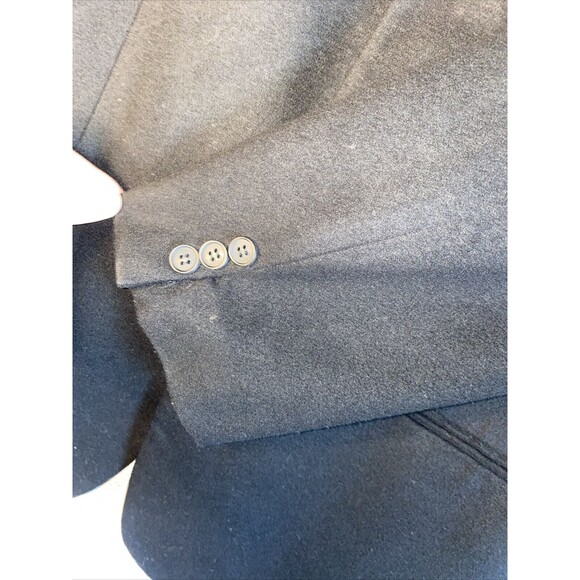 Vintage Mens EMPORIO ARMANI Coat Jacket Pea Trench Wool Black 3 Button - Picture 5 of 11